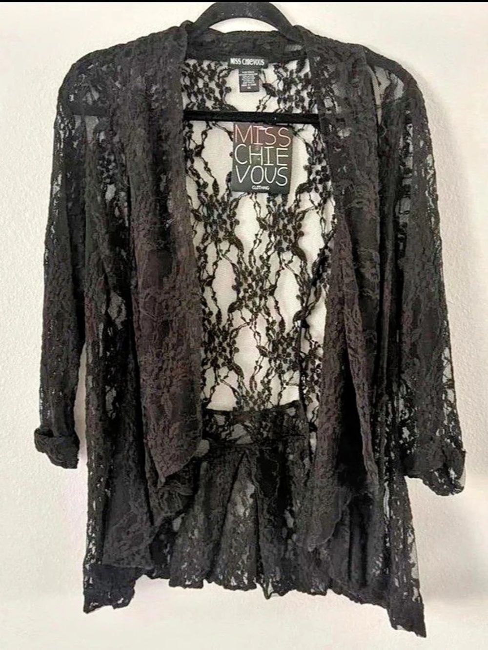 Miss Chievous Lace Kimono Black 1X Like New